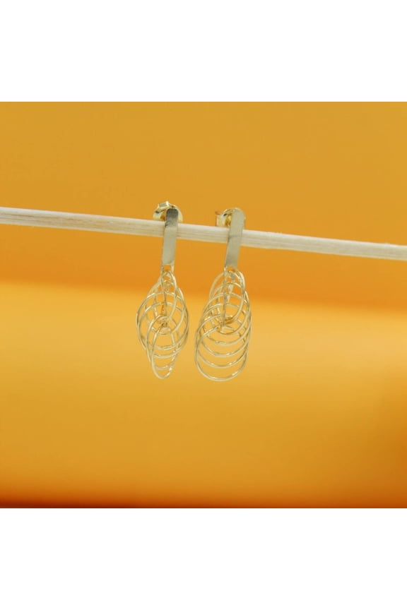 18K Gold Filled Interlocking Hoop Dangle Earrings (L160A)