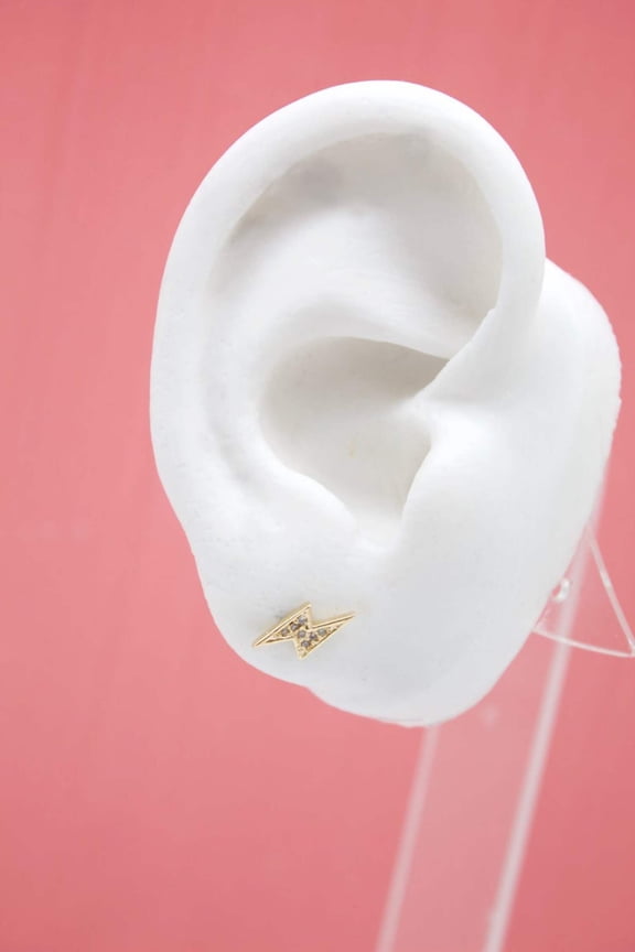 18K Gold Filled Lightning Thunder Bolt Earring With CZ Cubic Zirconia Stones