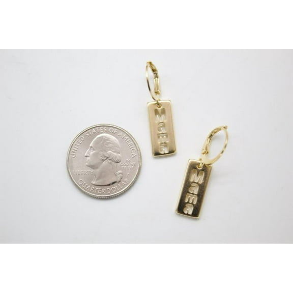 18K Gold Filled MAMA Huggie Dainty Hoop Earrings (L209)