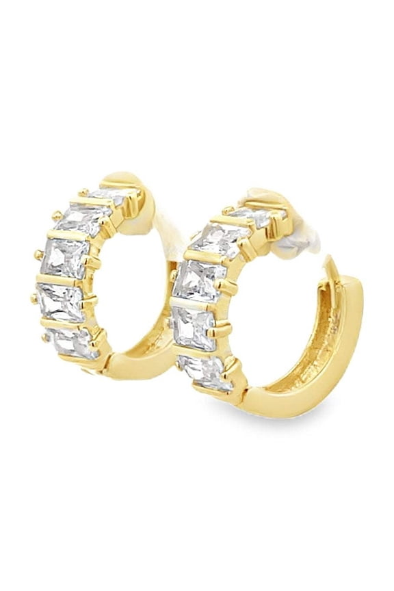 18K Gold Filled Multicolored CZ Huggies (L73)