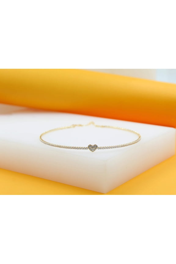 18K Gold Filled Neck Choker With Heart Zirconia Stones (H50)