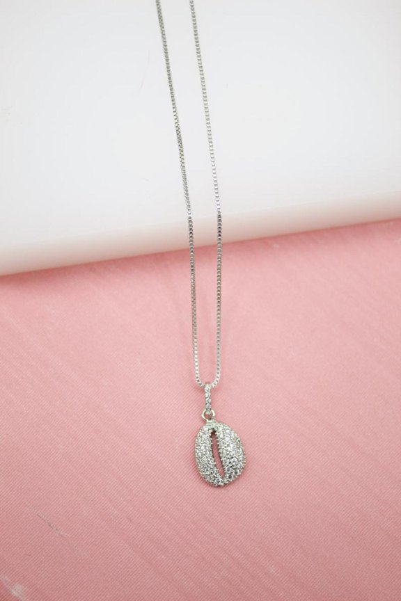 18K Gold Filled Puka Sea Shell Pendant Dainty Delicate Necklace With Clear Cubic Zirconia Stones (G127)