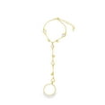 thumbnail image 1 of 18K Gold Filled Rolo Link Hand Chain Bracelet With Dangle Discs And Zirconia stones (I444), 1 of 1