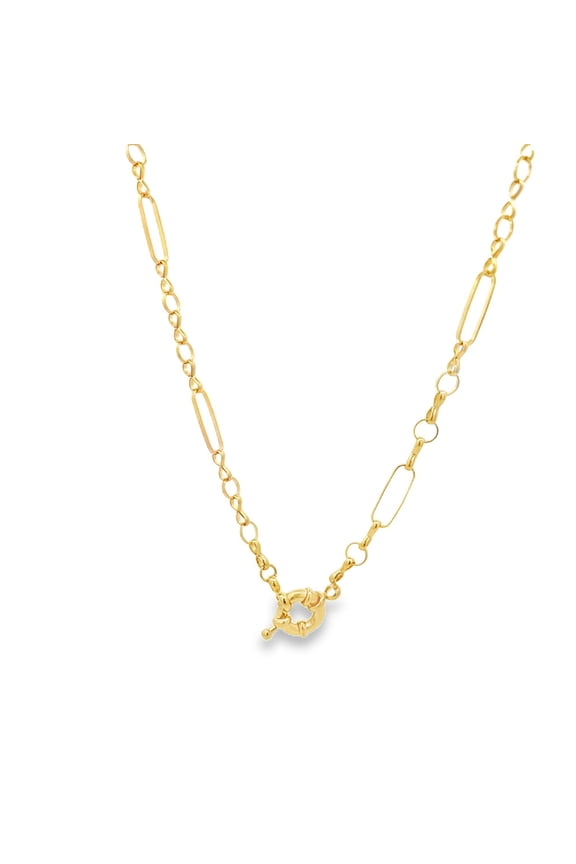 18K Gold Filled Rolo Paper Clip Round Link Chain Choker (F162)
