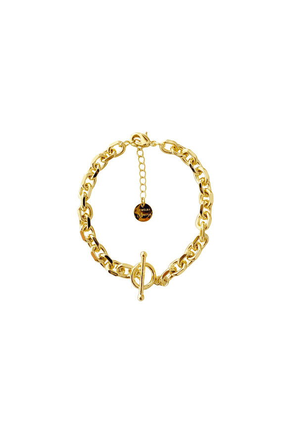 18K Gold Filled Rope Link Chain Bracelet for Women, Toggle Clasp, Stackable Bracelet, Adjustable 7+ Extension, Gift for Women