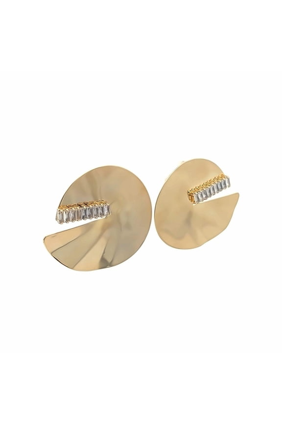 18K Gold Filled Round Cut Baguette CZ Stones Earrings (L396)