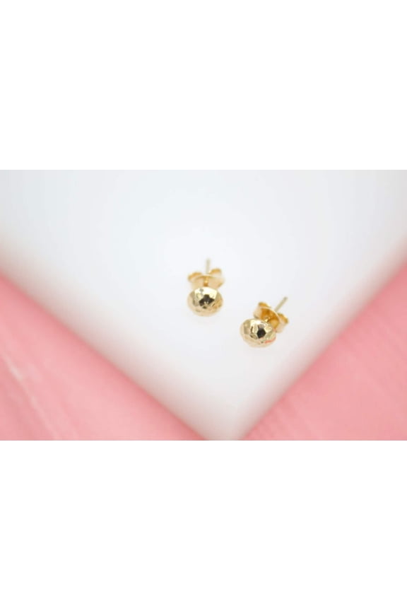 18K Gold Filled Simple Round Studs Circle Stud Earrings (L107)