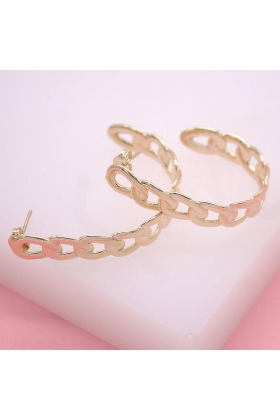 18K Gold Filled Small Half Hoop Stud Earrings (K300)