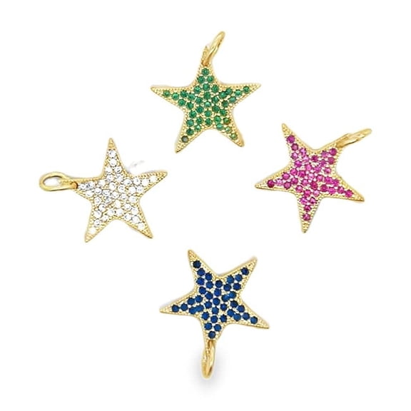 18K Gold Filled Star Pendant with Micro Pave Cubic Zirconia CZ Stone