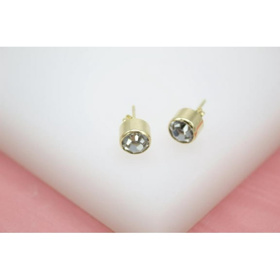 18K Gold Filled Stud Earrings With CZ Cubic Zirconia Stone