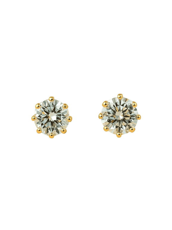 18K Gold Filled Stud Earrings for Women Sparkling Cubic Zirconia 7mm Waterproof & Hypoallergenic Delicate 8-Prong CZ Gold Studs