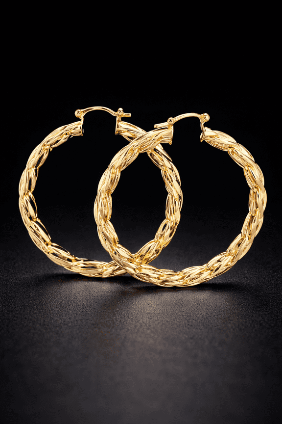 18K Gold Filled Twisted Hoop Earrings Diamond Cut for Women Gifts Fashion Style - Prime Jewelry 269