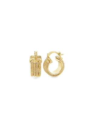 18K Gold Filled Wheat Chain Huggies Small Designed Lever back Hoop Earrings (K46)