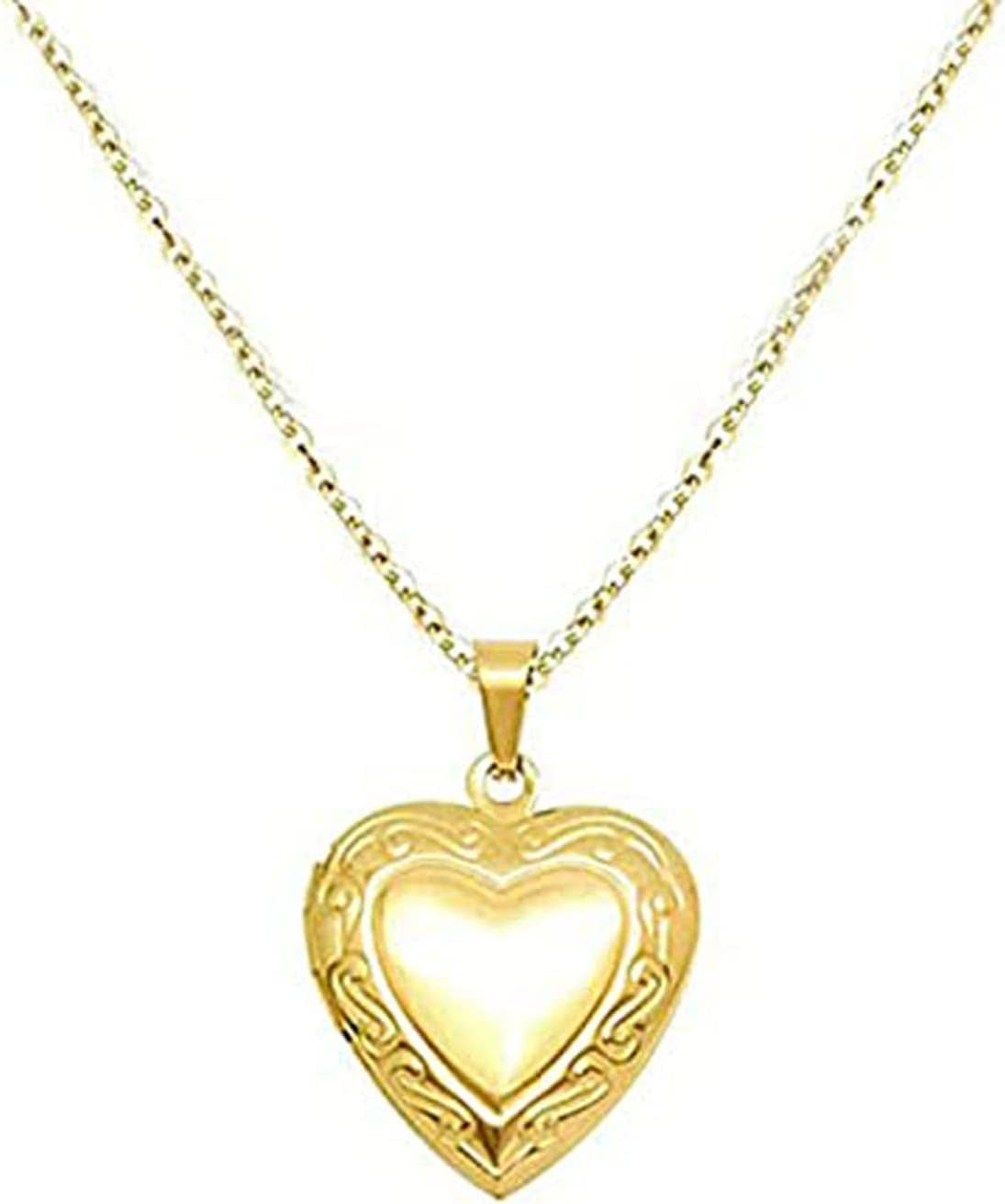 18K Gold Heart Locket Necklace for Women and Girls Personalized Photo Pendant Unique Gift
