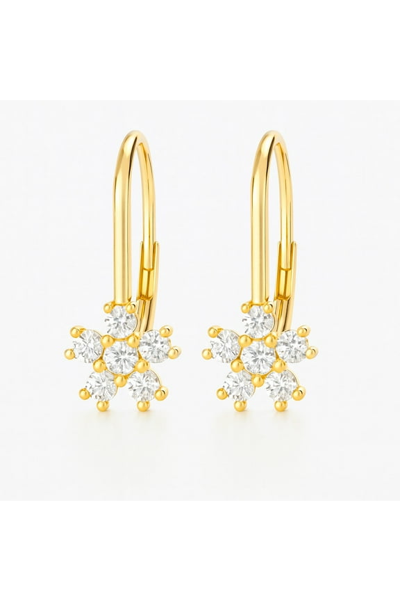 Lever Back Earrings with Crystals in 18K Gold Plated