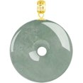 thumbnail image 1 of 18K Gold Oil Green Peace Buckle Glutinous Ice Pendant Necklace, Blue Horizontal Peace Buckle Waxy Ice Pendant Necklace, Blending Tranquility and High-End Style, Very Suitable as a Gift Choice, 1 of 4