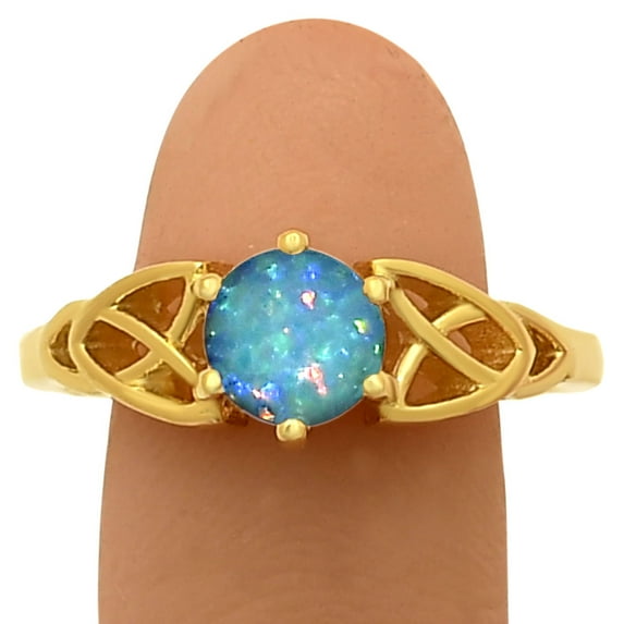 18K Gold Over Brass Fire Opal Ring s.6 Jewelry RM-1761 TGR1029_D_6