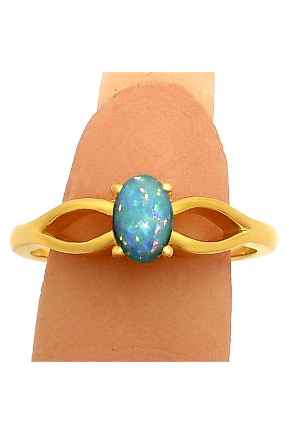 18K Gold Over Brass Fire Opal Ring s.7 Jewelry RM-1763 TGR1040_D_7