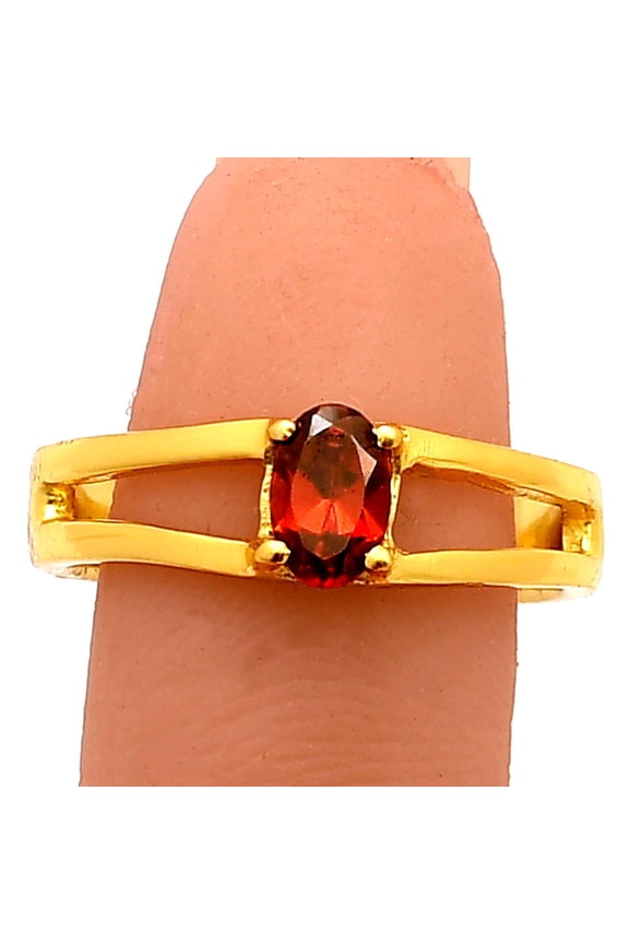 18K Gold Over Brass Hessonite Garnet - Madagascar Ring s.6 Jewelry RM-1754 TGR1008_G_6