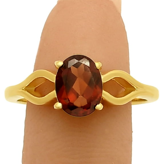 18K Gold Over Brass Hessonite Garnet - Madagascar Ring s.6 Jewelry RM-1763 TGR1031_A_6