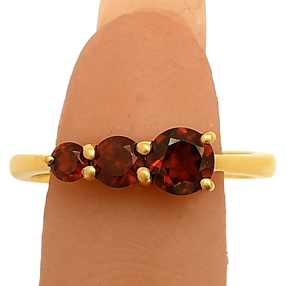 18K Gold Over Brass Hessonite Garnet - Madagascar Ring s.7 Jewelry RM-1759 TGR1021_C_7