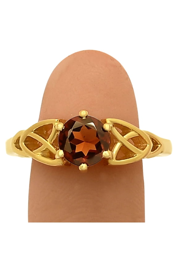 18K Gold Over Brass Hessonite Garnet - Madagascar Ring s.7 Jewelry RM-1761 TGR1029_A_7