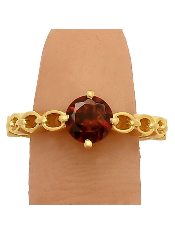 18K Gold Over Brass Hessonite Garnet - Madagascar Ring s.7 Jewelry RM-1762 TGR1030_A_7