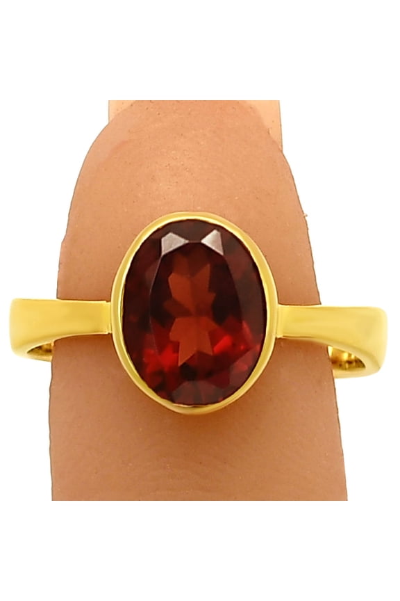 18K Gold Over Brass Hessonite Garnet - Madagascar Ring s.8 Jewelry RM-1001 TGR1032_A_8