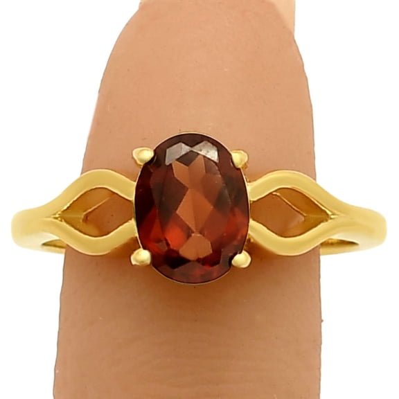 18K Gold Over Brass Hessonite Garnet - Madagascar Ring s.8 Jewelry RM-1763 TGR1031_A_8