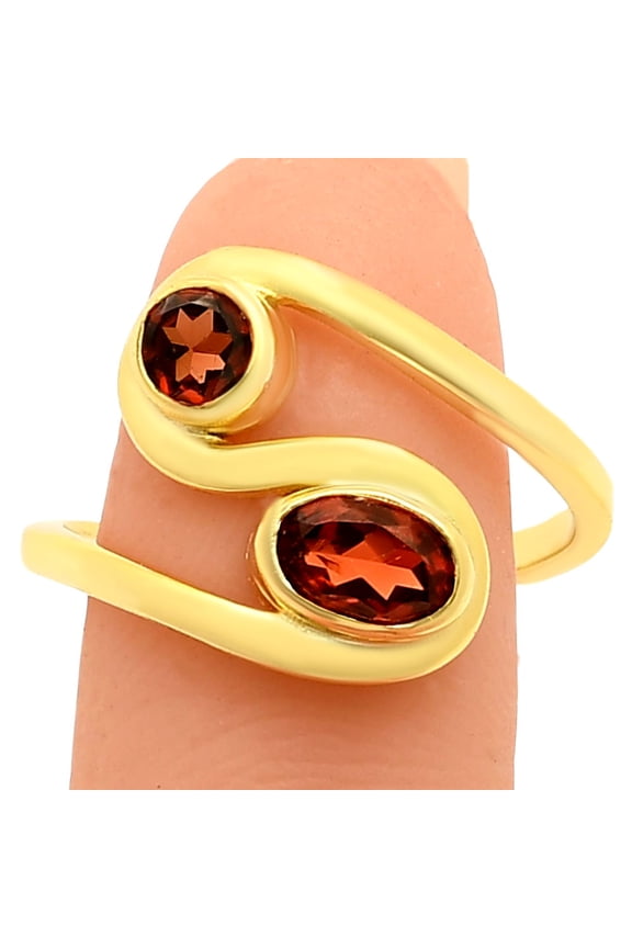 18K Gold Over Brass Hessonite Garnet - Madagascar Ring s.9 Jewelry RM-1039 TGR1007_A_9