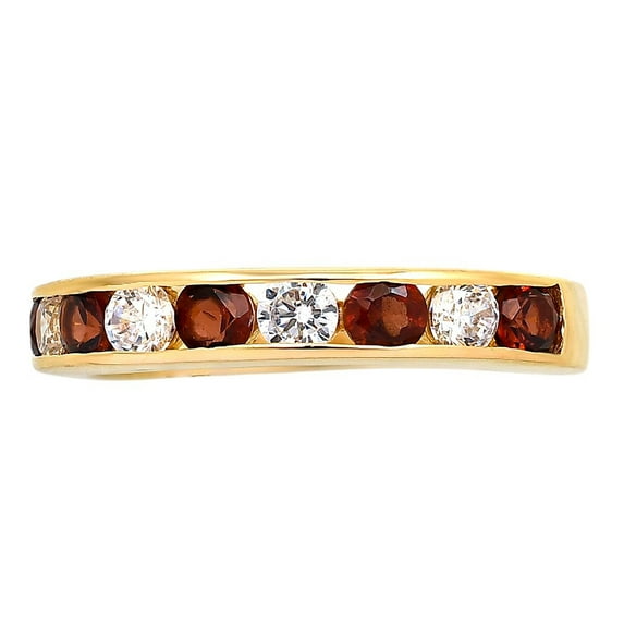 18K Gold Over Brass Hessonite Garnet & White Zircon Ring s.6 Jewelry RM-1777 TGR1048_A_6