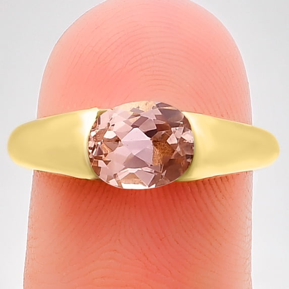 18K Gold Over Brass Lab Created Peach Morganite Ring s.8 Jewelry RM-1743 TGR1005_C_8