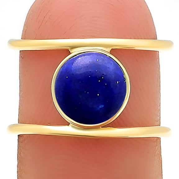 18K Gold Over Brass Lapis Lazuli - Afghanistan Ring s.7 Jewelry RM-1742 TGR1010_D_7