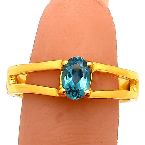 18K Gold Over Brass London Blue Topaz Ring s.5 Jewelry RM-1754 TGR1008_F_5