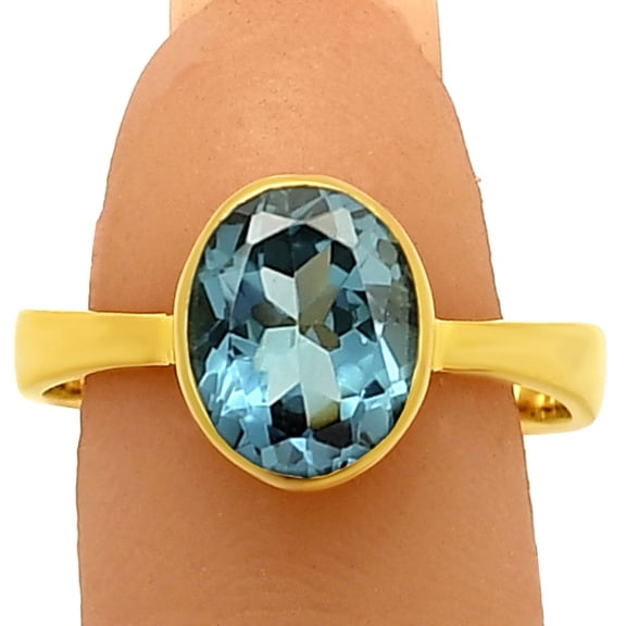 18K Gold Over Brass London Blue Topaz Ring s.6 Jewelry RM-1001 TGR1032_B_6