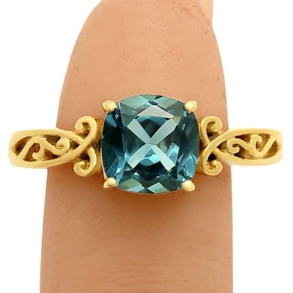 18K Gold Over Brass London Blue Topaz Ring s.6 Jewelry RM-1757 TGR1024_D_6