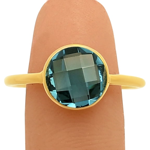 18K Gold Over Brass London Blue Topaz Ring s.8 Jewelry RM-1753 TGR1026_D_8