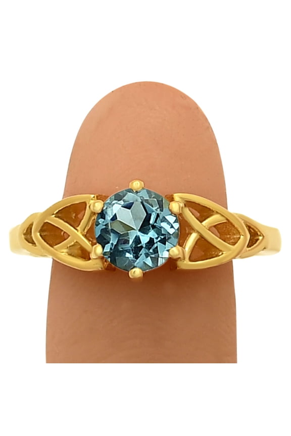 18K Gold Over Brass London Blue Topaz Ring s.8 Jewelry RM-1761 TGR1029_C_8