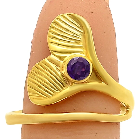 18K Gold Over Brass Natural African Amethyst Ring s.5 Jewelry RM-1070 TGR1020_B_5