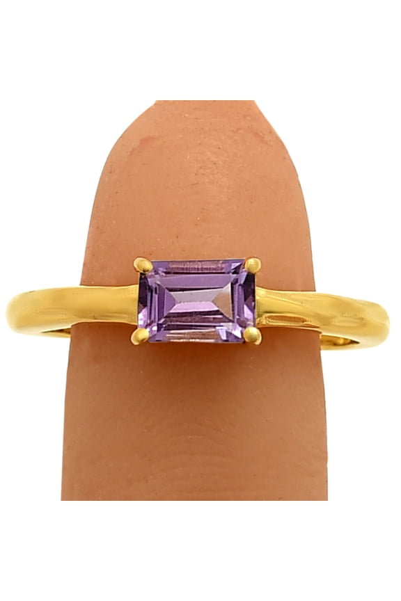 18K Gold Over Brass Natural African Amethyst Ring s.8 Jewelry RM-1019 TGR1025_B_8