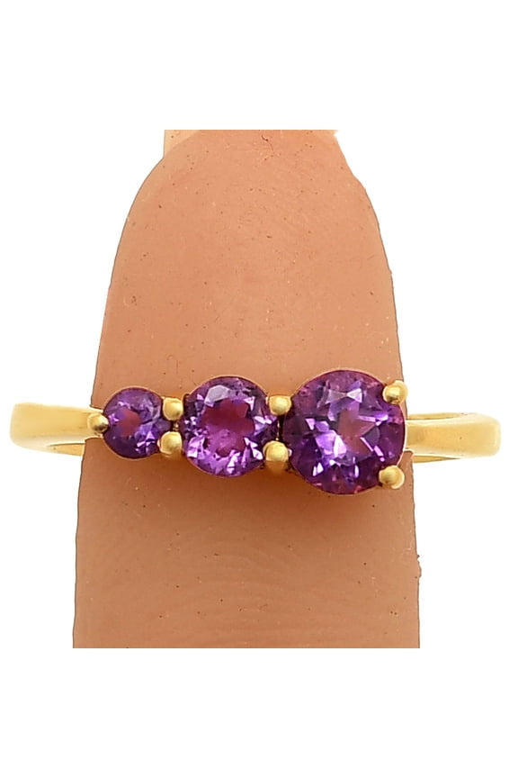 18K Gold Over Brass Natural African Amethyst Ring s.8 Jewelry RM-1759 TGR1021_A_8