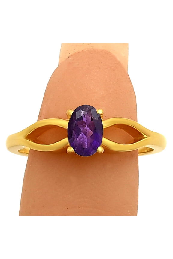 18K Gold Over Brass Natural African Amethyst Ring s.8 Jewelry RM-1763 TGR1040_B_8