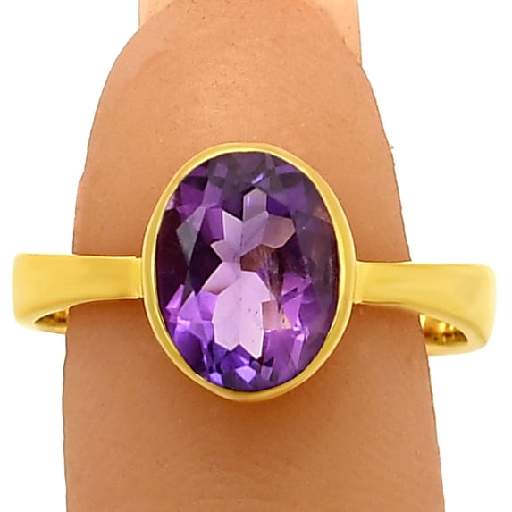 18K Gold Over Brass Natural Amethyst - Brazil Ring s.6 Jewelry RM-1001 TGR1032_C_6