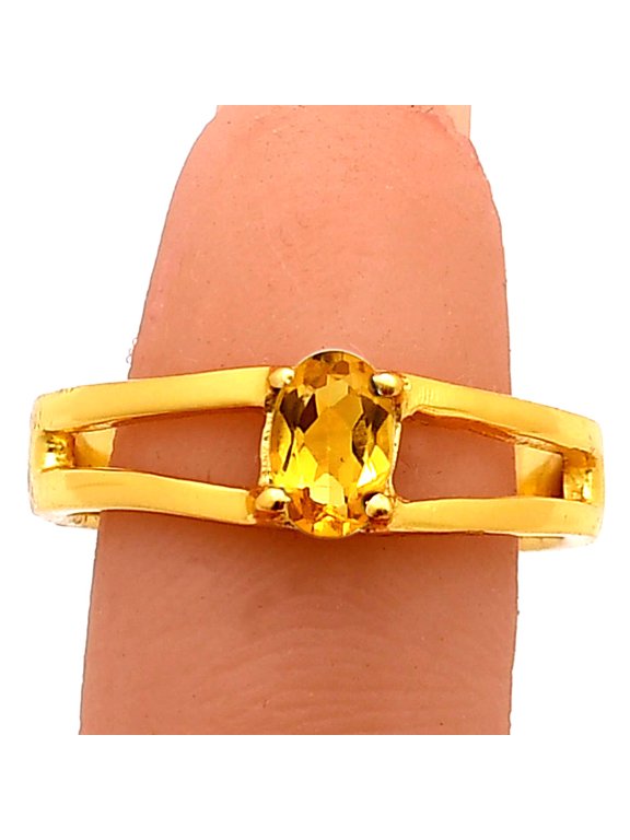18K Gold Over Brass Natural Citrine Ring s.5 Jewelry RM-1754 TGR1008_E_5