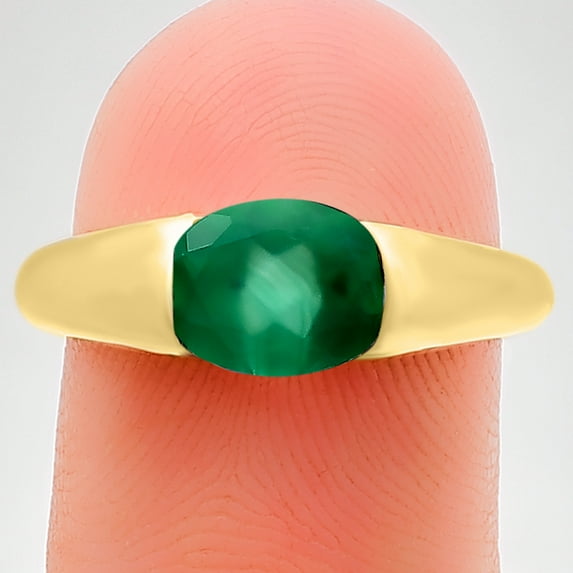 18K Gold Over Brass Natural Green Onyx Ring s.5 Jewelry RM-1743 TGR1005_G_5