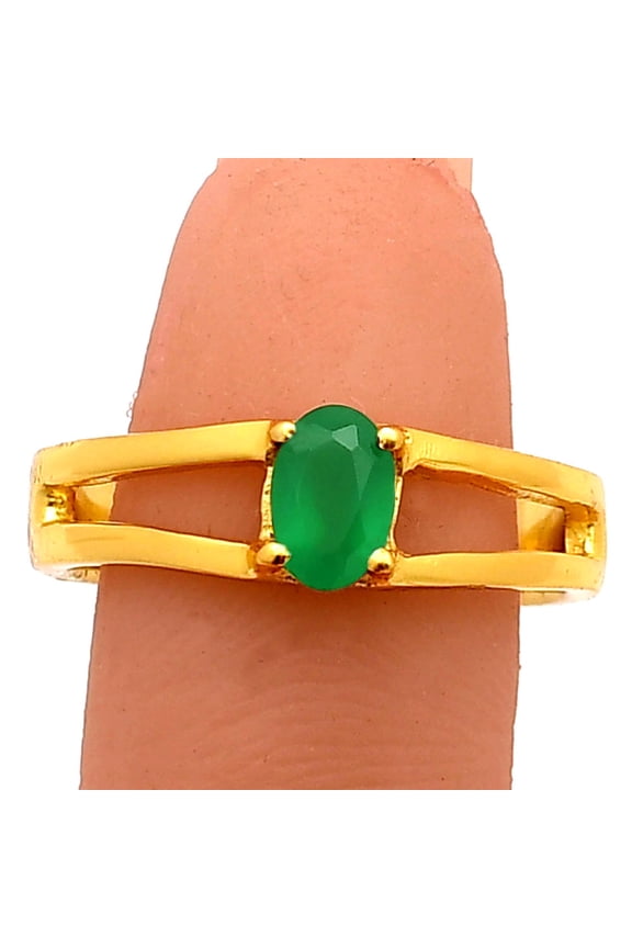 18K Gold Over Brass Natural Green Onyx Ring s.6 Jewelry RM-1754 TGR1008_C_6