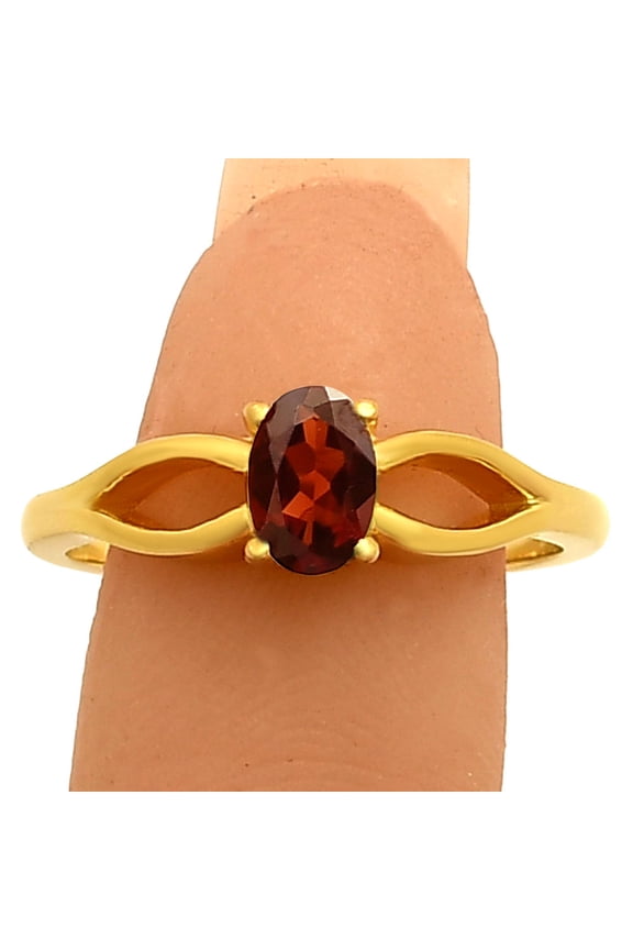 18K Gold Over Brass Natural Hessonite Garnet Ring s.5 Jewelry RM-1763 TGR1040_A_5