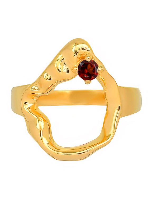 18K Gold Over Brass Natural Hessonite Garnet Ring s.6 Jewelry RM-1774 TGR1047_D_6