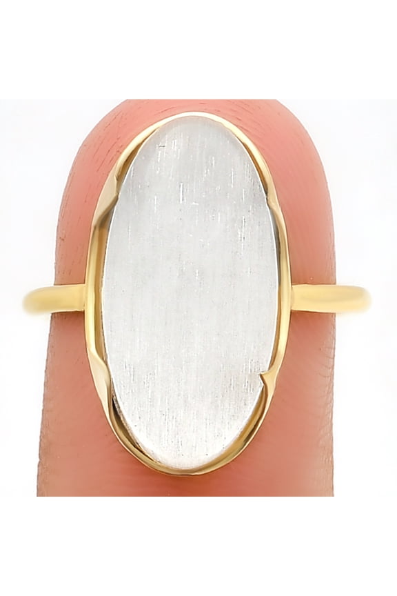 18K Gold Over Brass Natural Selenite - Brazil Ring s.10 Jewelry RM-1747 TGR1014_A_10