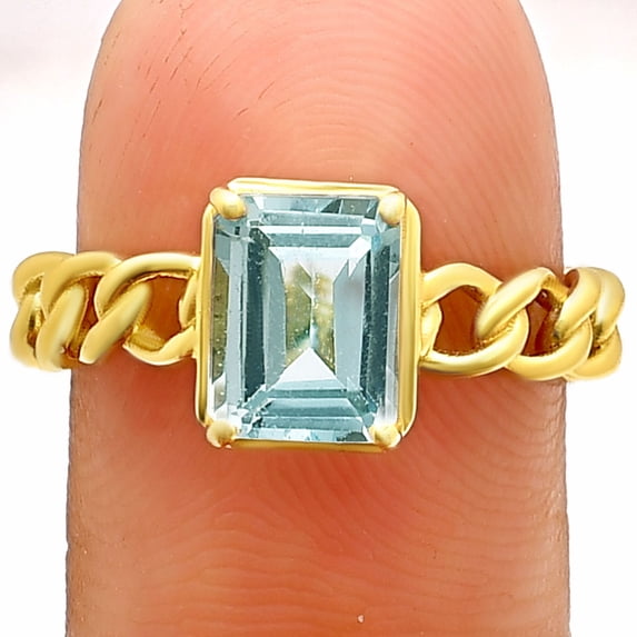 18K Gold Over Brass Natural Sky Blue Topaz Ring s.6 Jewelry RM-1749 TGR1015_C_6